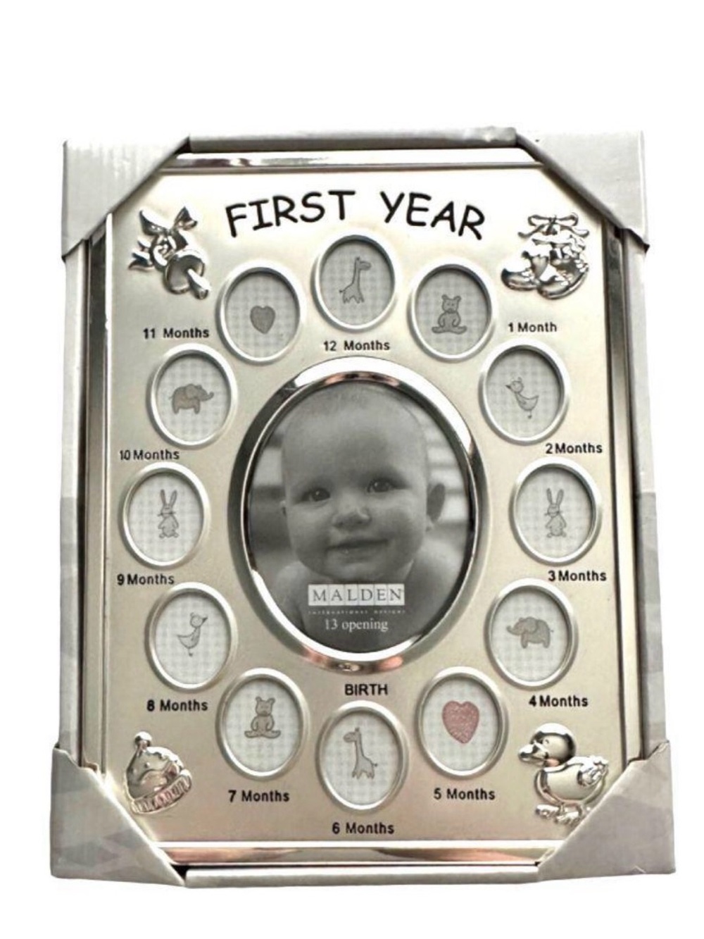Malden Silver 'First Year' 13-Opening Baby Photo Frame Collage